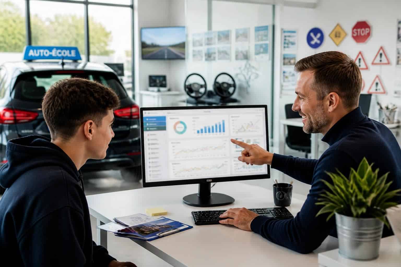 elgeaweb est un logiciel de gestion en ligne conçu spécialement pour les auto-écoles, facilitant l'organisation des cours, la gestion des élèves et le suivi administratif.